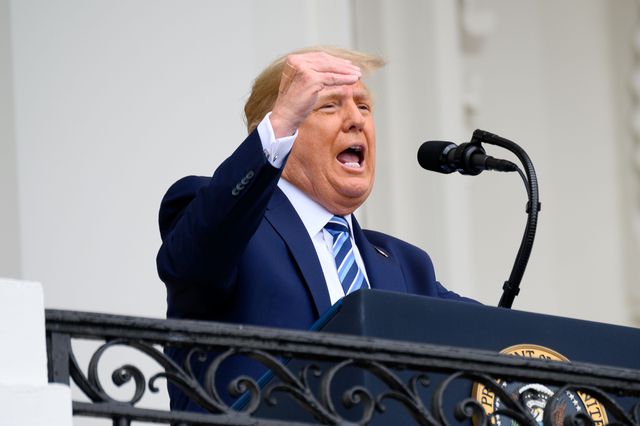 President Donald Trump speaks from the Truman Balcony of the White House in Washington, D.C. on October 10th, 2020.